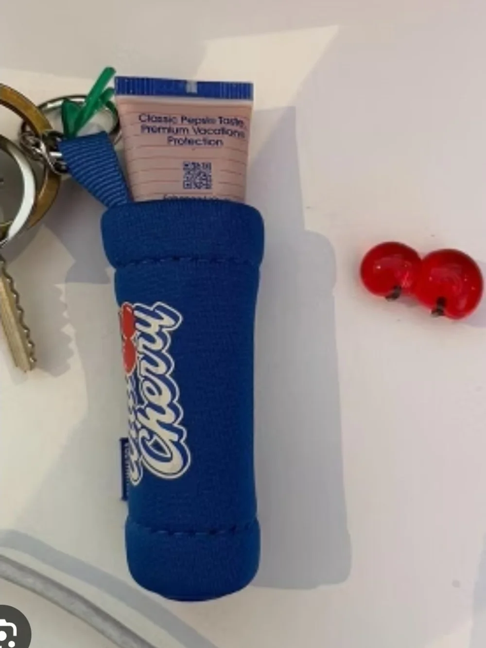 Vacation x Wild Cherry Pepsi Lip Sleeve Keychain/Bag Charm with Cherry Charm -